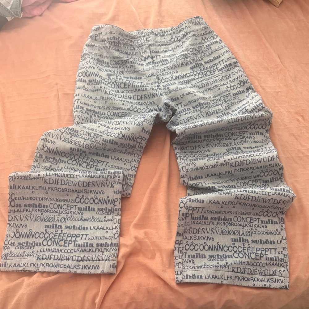 Mila Schön Concept All-Over Logo Pants Blue White Y2K Designer Italy